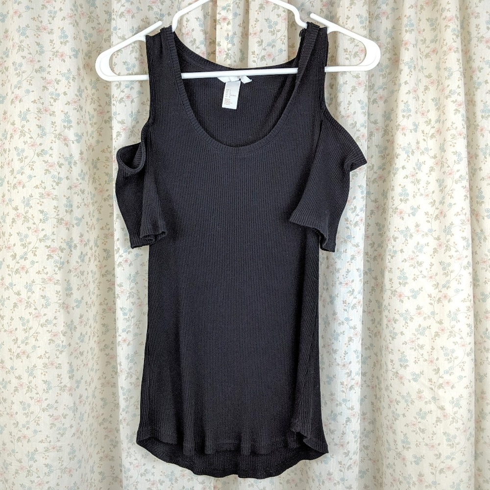 H&M Ribbed Cold-shoulder Top - Picture 2 of 4